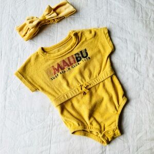 Greyson Mini Girl Baby Malibu Beach Club Towel Gold Orange Romper